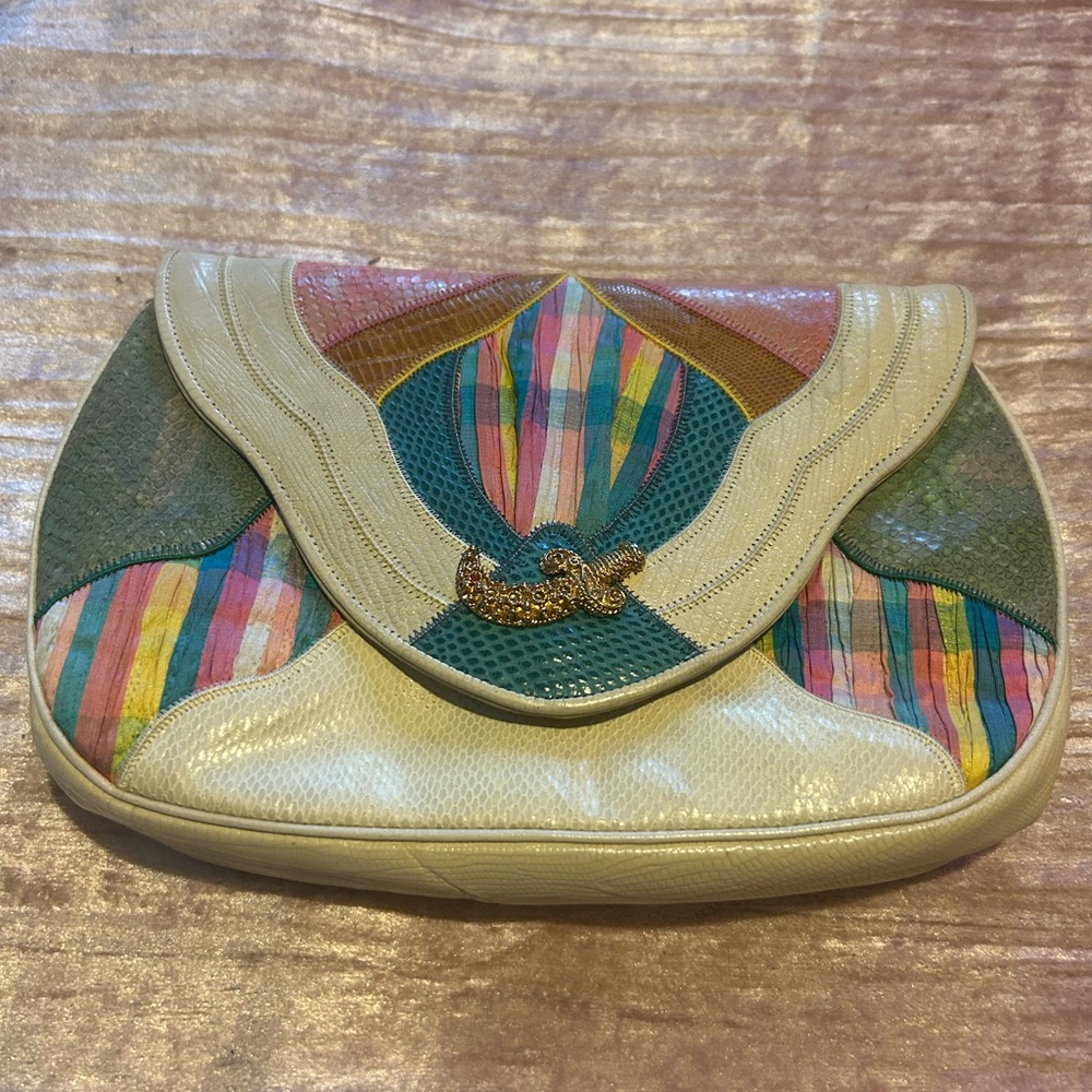 Sharif - one of a kind. Multicolor Women's Bag with gold plated clasp.